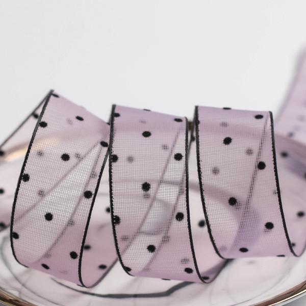 10mm-60mm Dot Velvet Wired Ribbon Вышивка двусторонняя бархатная лента