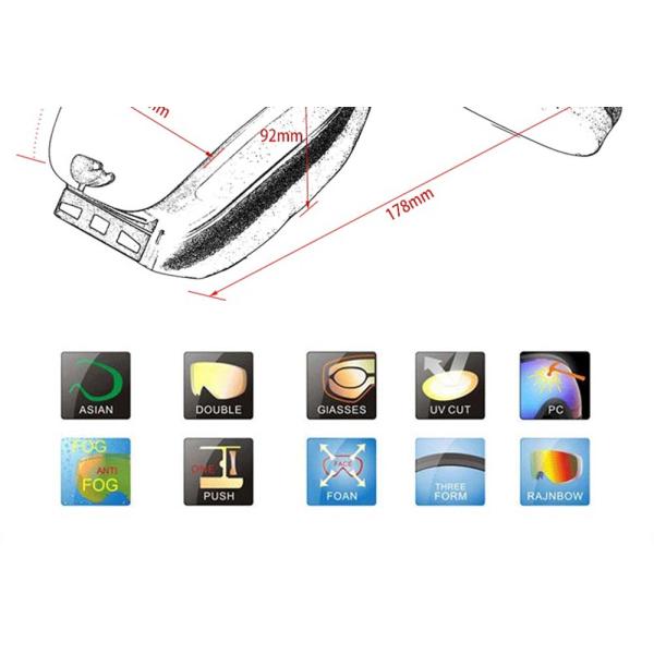 Colour Plating Snow Glasses Ski Goggles with 3 Layers Foam and Custom Color Lenses
