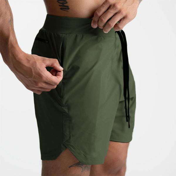 2 In 1 Athletic Training Workout Men Gym Shorts Polyester Double Layer Quick Dry