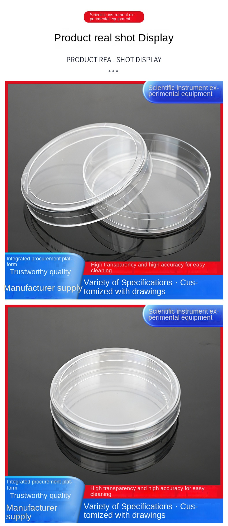 Sterile Polystyrene Petri Dishes - Disposable, Multi-Sizes for Microbiology & Lab Research