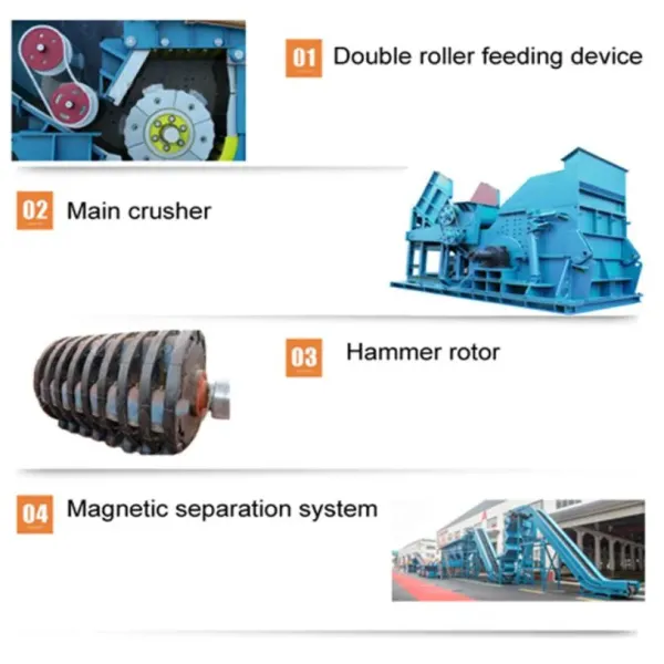 Hydraulic Drive Scrap Metal Shredder with Hard Alloy Cutter for Fine Grinding Hammer Crusher