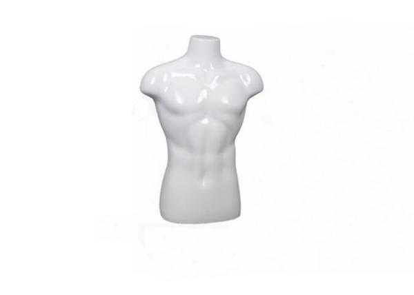 Male Upper Body Shop Display Dummy Fiberglass Material Glossy White Color