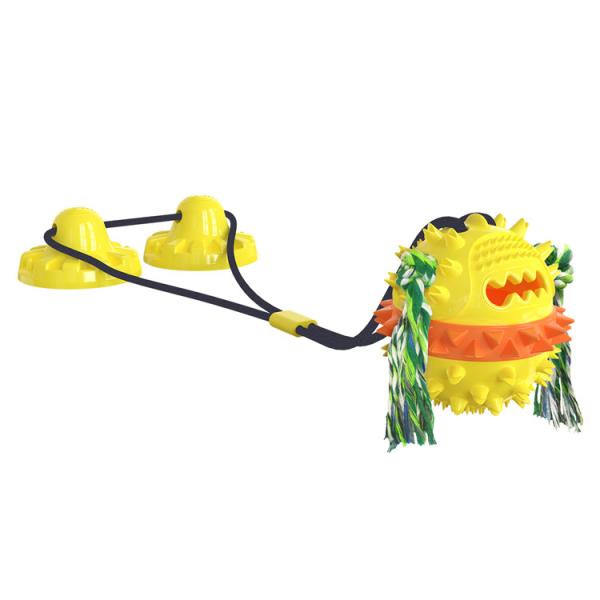 A Style Reinforced Sucker Rope Ball Dog Toy Bright Yellow Lake Blue