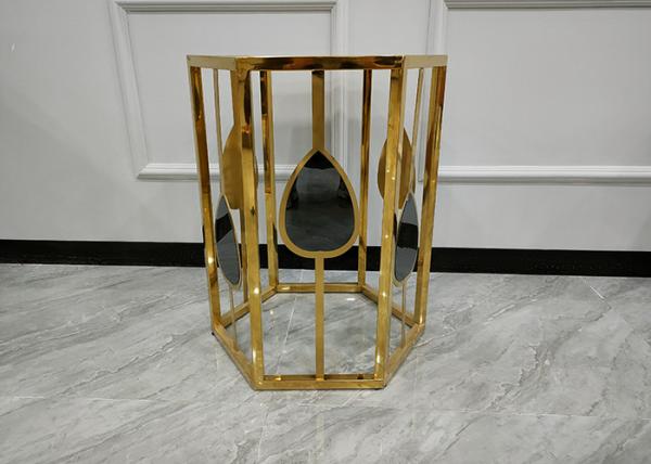 Stainless Glass Surface Hexagonal Gold Plated Coffee Table Light Luxury Design Style