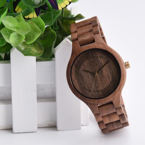 Hand Made Wooden Quartz Watch , Black Walnut Wood Quartz Movement Watch
