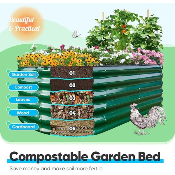 3.4*2*1.4 Ft Galvanized Raised Metal Garden Bed Kits Galvanized Metal Raised Garden Bed Large Metal Planter Outdoor