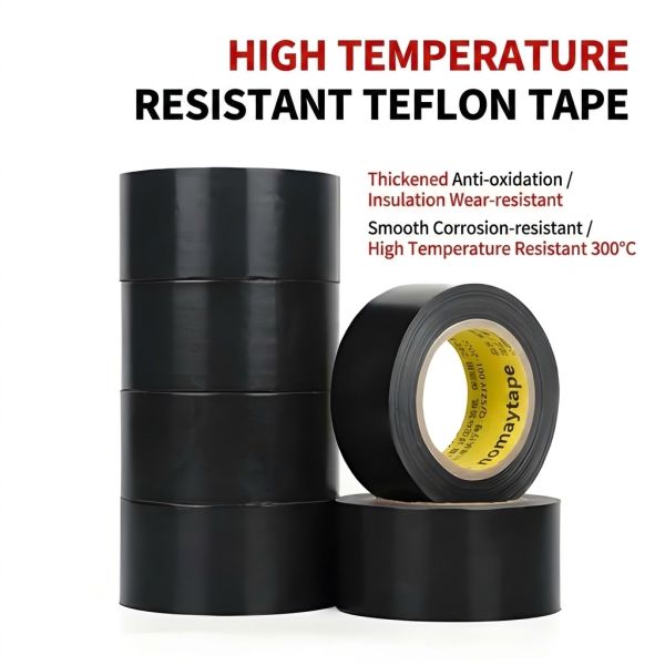 Black Anti-static PTFE Film Tape Self Adhesive 260℃ High Temperature Teflon Tape for Electronic Workshop