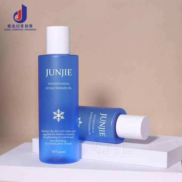 Customized blue purple Color PET Toner Bottle Transparent PET Toner Bottle PET Flat Shoulder Bottle