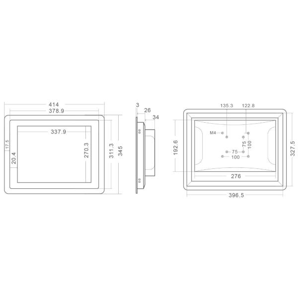 17 Inch Embedded Touch Panel PC Linux Front Bezel IP65 Water Resistant