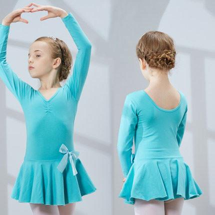 Children's Long sleeve cotton butterfly knot aesthetic style dance costumes  ballet dance leotard dress