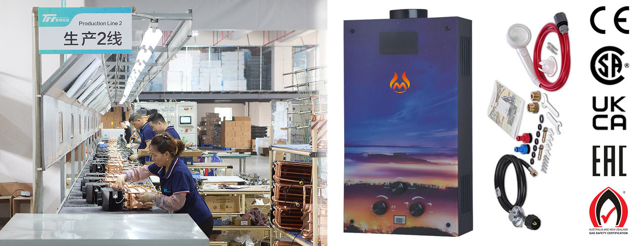 Fast Heating Response 10 Liter Tankless Gas Water Heater Intelligent Fire Adjustment