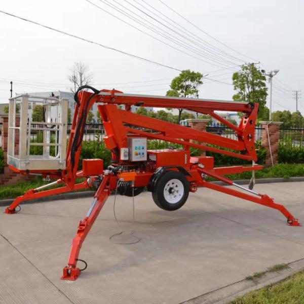 16m Towable Articulated Boom Lift 200kg Aerial Work Towable Articulating Manlift