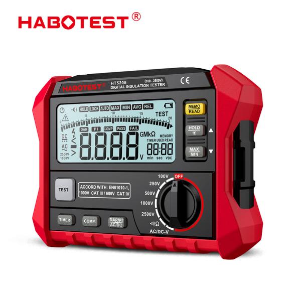 HT5205 Digital Insulation Resistance Tester High-Precision 2500V Voltmeter Resistance Meter 0~200GΩ Megohmeter Ohmmeter