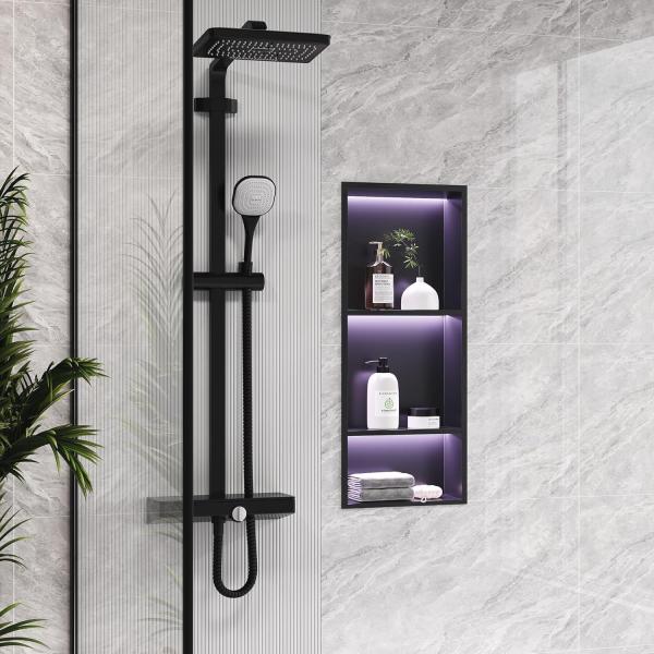 12x30 Inch Shower Wall Niche Waterproof Painting Finish With LED