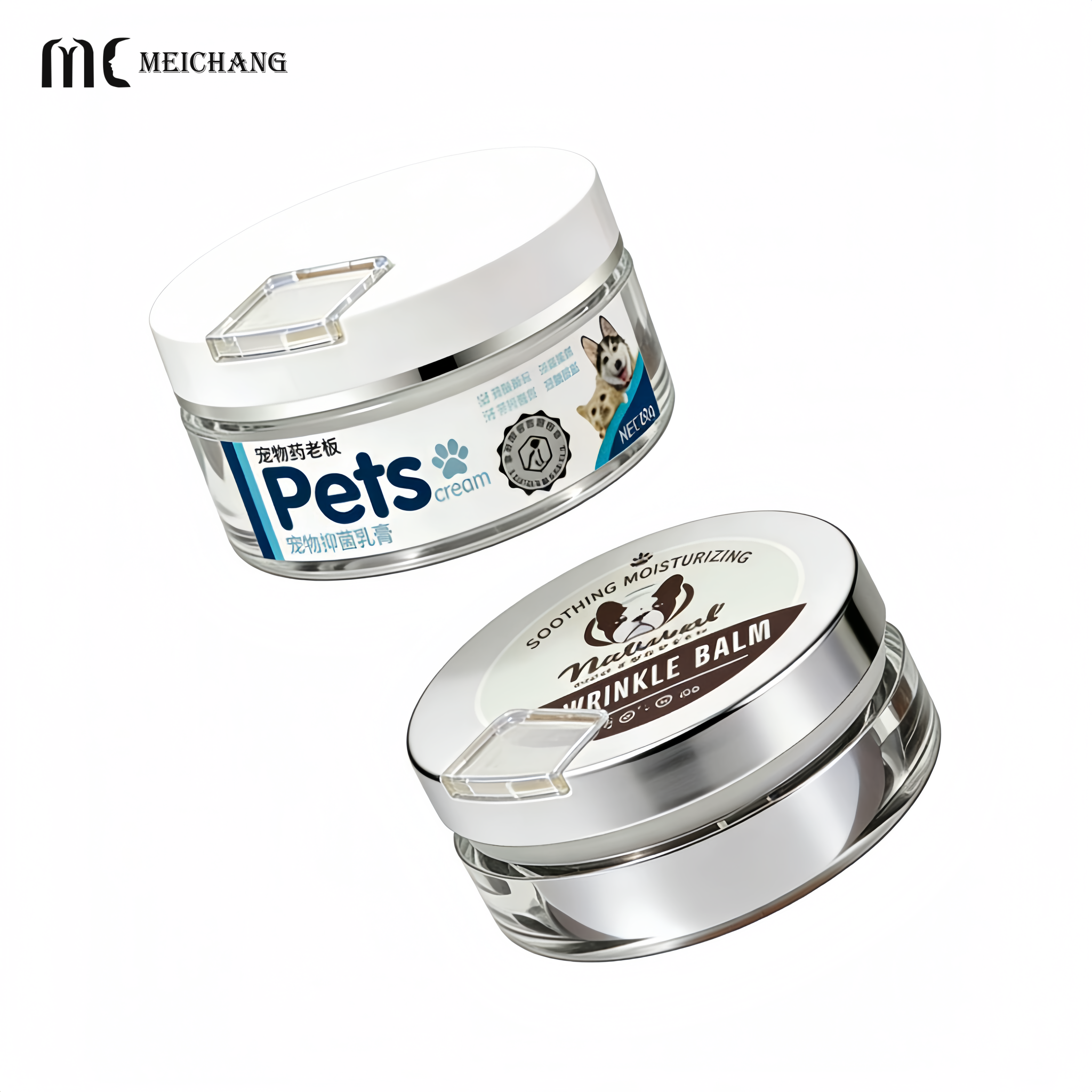 30g 50g Air-Tight Pet Ointment Jar with Built-in Spoon AS + PP Inner Cream Container for Wound Healing & Skin Treatment(MC-AS-552-2)
