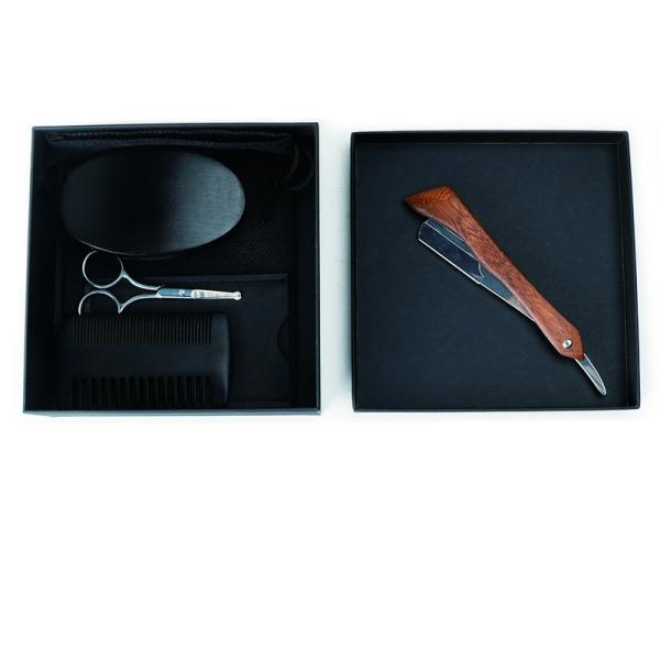 Customize Logo Black Beard Brush And Comb Set With Beard Razor Shaving Scissors