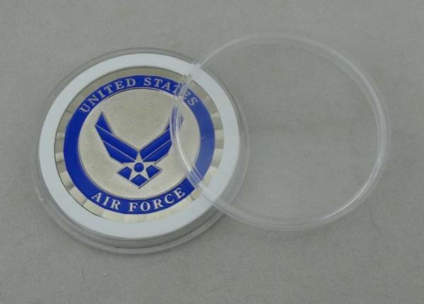 Silver Proof Personalized Coins Brass Die Stamped Synthetic Enamel For Army