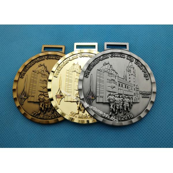 Marathon Running Award Medals By Stamping , Full Relief Zinc Alloy Enamel Medals