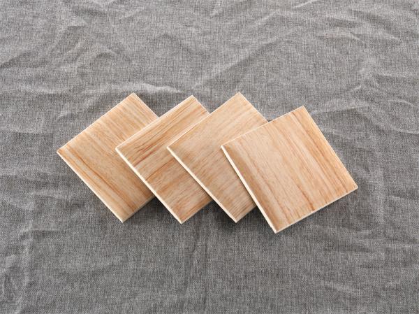 Light Yellow Wood Grain Wall Tile 152x152mm White Body Clay