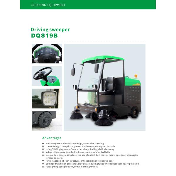 6*8V Voltage Half-closed Electric Ride On Street Sweeper for Cold Water Cleaning Process