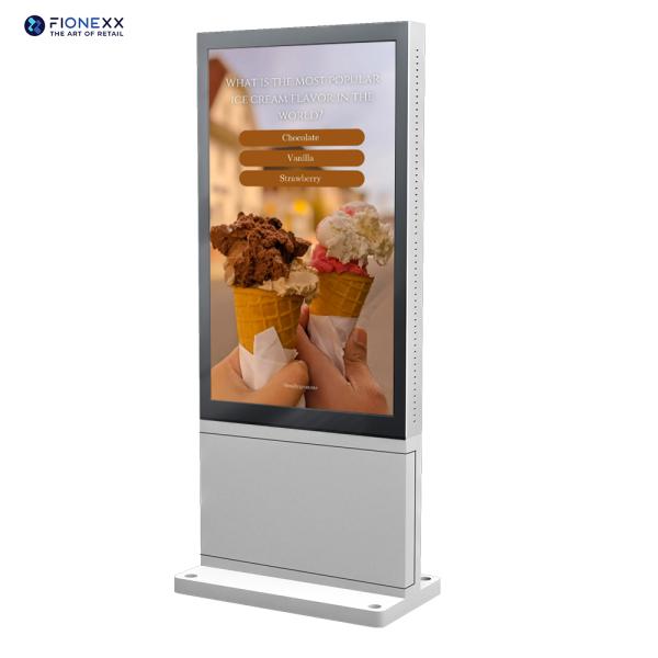 Durable 75 pouces Totem numérique extérieur coque d'argent Aspect lisse