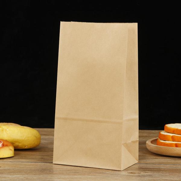 Customized Thickened Kraft Paper Bag For Baking Takeaway Snacks Square Bottom Anti-Oil Storage Bag Coating For Sugar Candy Cake