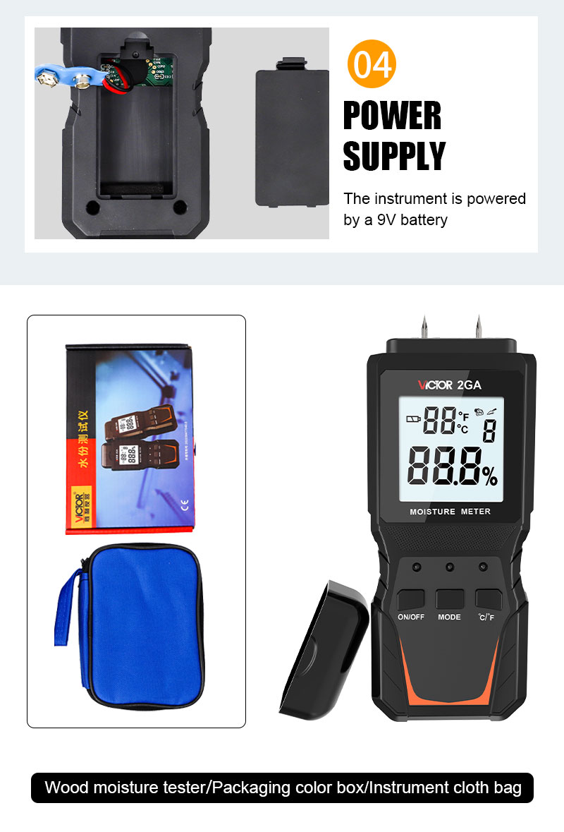 Метра влаги ВИКТОР 2GA цифров метр влажности деревянного Handheld