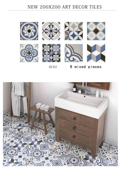 Carreaux rustiques en céramique pour les sols décoratifs de salle de bains et carreaux de mur bleu de 200x200 mm pour le balcon