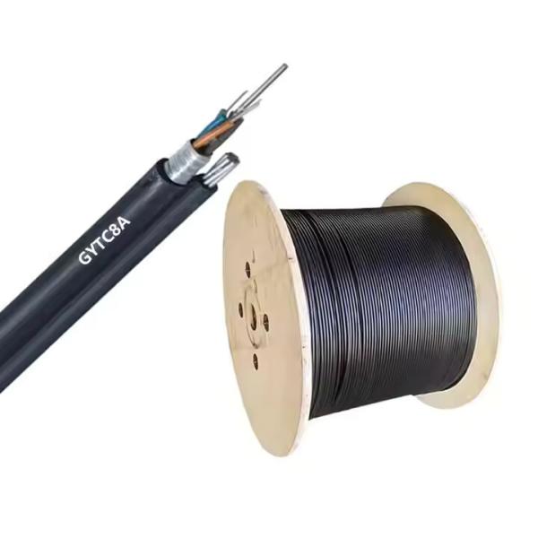 GYTC8A FTTH Autoportance câble aérien en fibre optique extérieur fil blindé en acier Autosuffisance Noir