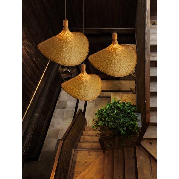 Wooden Weaving Bamboo Pendant lights Handmade Bamboo Straw hat retro Chandelier(WH-WP-45)