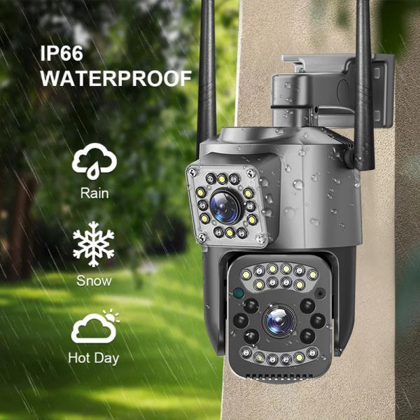 4MP Wireless IP Security Dual Lens 4G Bullet PTZ Camera V380 Bullet 3.5Inch Black