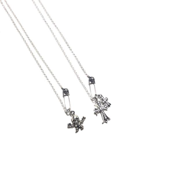 925 Sterling Silver Pin Series Necklace with Mix and Match Pendants for Everyday Wear in 45cm Length