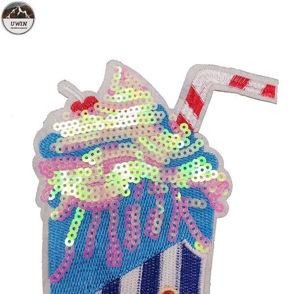 Shake Drinking Sequin Embroidery Patches Fashionable Any Color Available