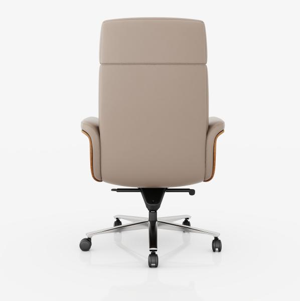 High Back Executive Office Chair Genuine Leather Adjustable Headrest Hot Sale Market Metal Swivel Chair