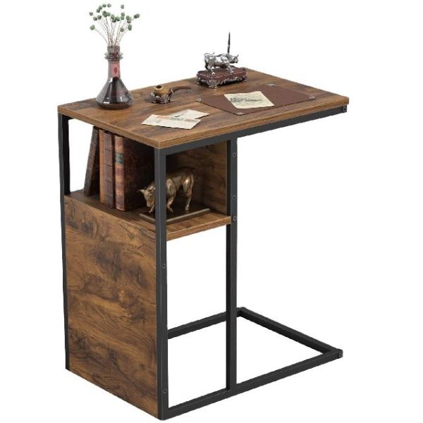 Custom Reversible Steel Wood C Side Nightstand Tables For Living Room