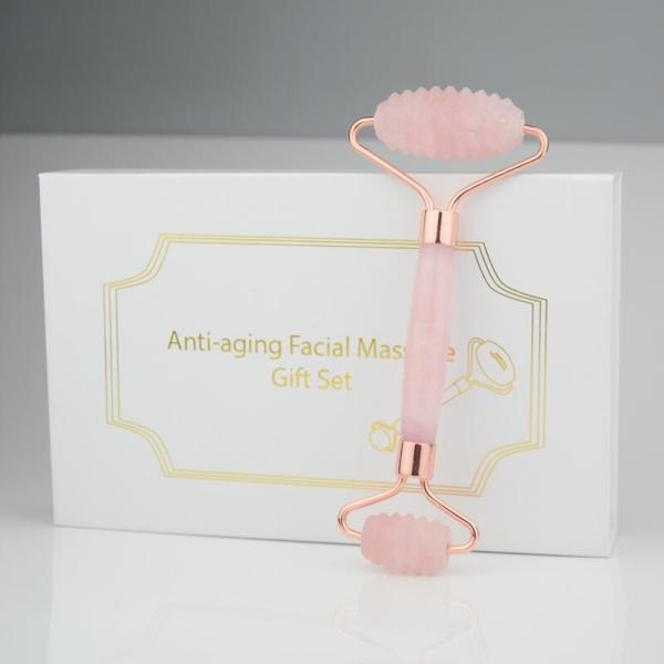 Length 150mm Pink Facial Jade Roller Quartz Guasha Stone