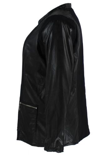 Ladies PU Stand Collar Jacket Stand Leather Jacket Soft Feeling Black Color