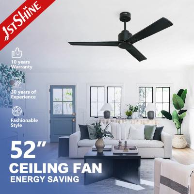 Ventilador de teto de madeira maciça preto contemporâneo de 52 com controle remoto