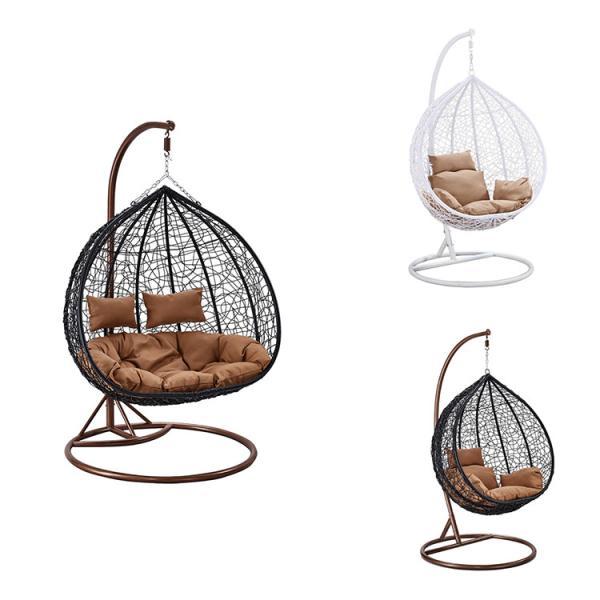 Outdoor Furniture Garden Hanging Rattan Swing Chair Modern Design Style Double Soft