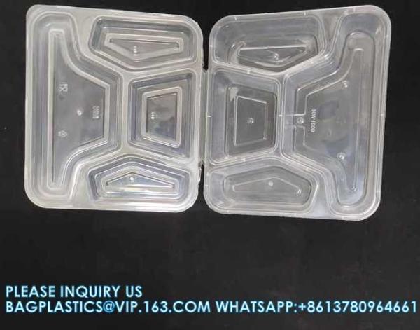 4 Compartment Disposable Meal Prep Container Microwave Lunch Fast Food Pp Takeaway Food Packaging Boxes