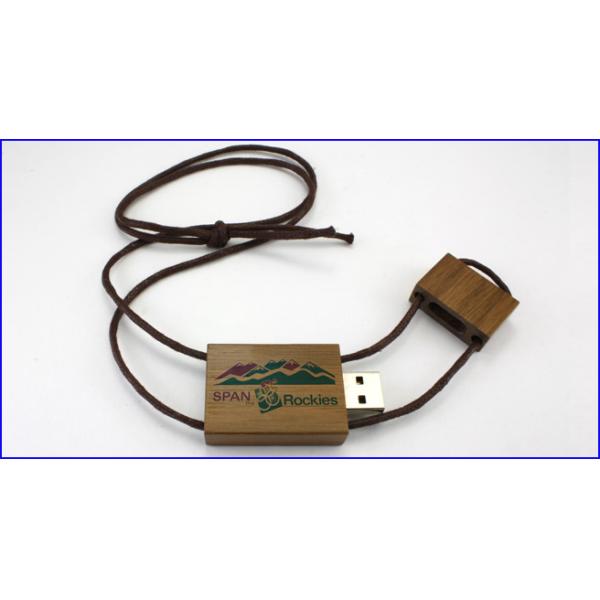 Laser Engraved 3D Logo Necklace 1GB Thumbdrive USB Wooden Stick