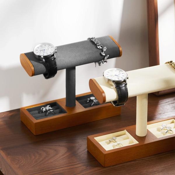 Solid Wood Watch Display Stand T-bar Watch Stand Jewelry Holder Stand Watch Cases For Men Watch Holder Organizer For Men