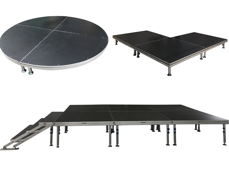 Square Aluminum Alloy Mobile Stage Shelf with Adjustable Height 40-100cm for Quick Installation