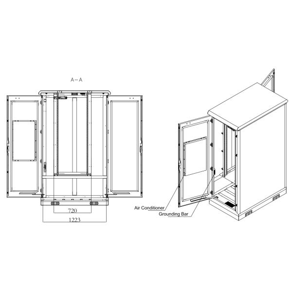 Охлаженный кондиционером шкаф IP55 33U на открытом воздухе электрический