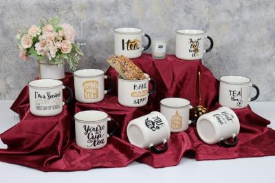320cc Mug With Handle Porcelain Tea/Coffee Mug for Home office using retro style