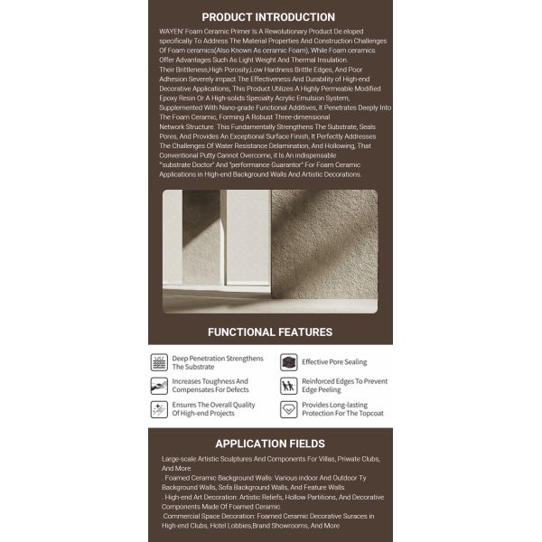 Pore Sealing Water Based Acrylic Paint Foam Ceramic Primer Deep Penetration Ecofriendly