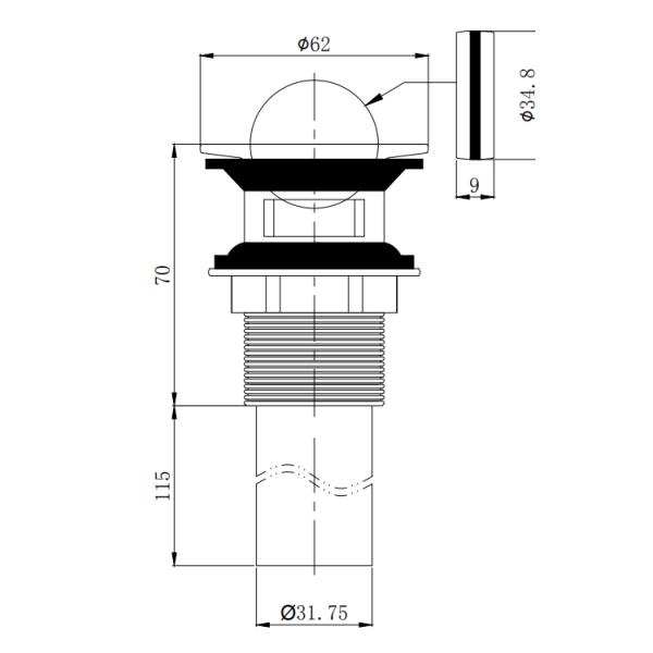 Латунь нажимает вниз анти- Drainer таза мытья Одер 32mm