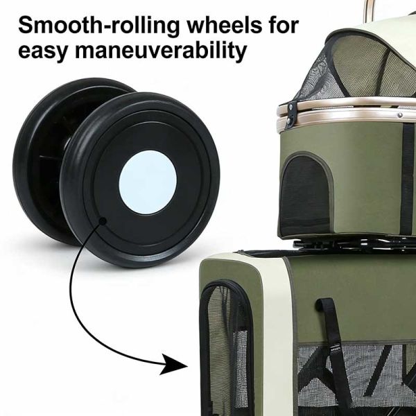 Foldable Pet Stroller Detachable Carrier Shockproof Waterproof 4 Wheel Travel Cart for Dog Cat B2B