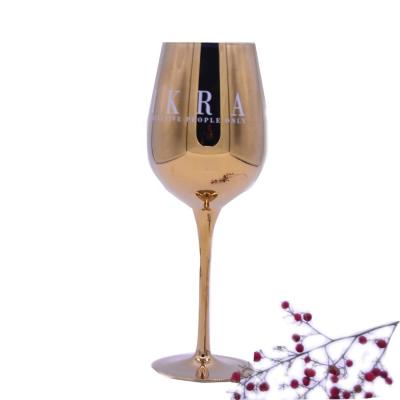 O ouro chapeou 16oz Crystal Wine Glass With Decal Logo For Gift