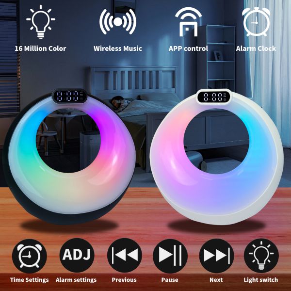 3 In 1 Multiple Wireless Chargers Home Lamp Speaker Bedside Night Light Digital RGB Alarm Clock Smart Mobile Phone Lamp